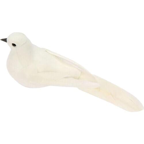Artificial Feathered Pigeon Bird Statues for Garden Decoration, White