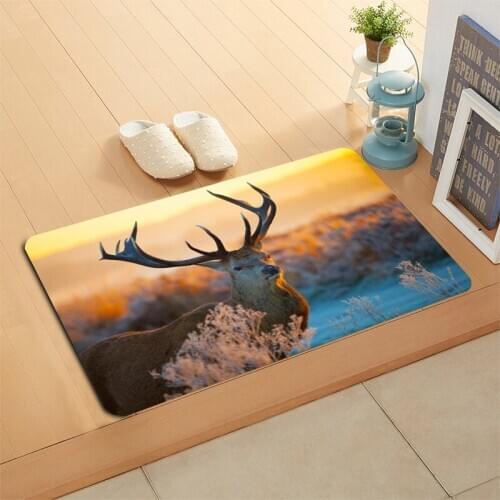 Custom Deer Doormat Floor/Bath/Kitchen Mat Flannel Sponge Fabric 3D Printed Shaggy Custom Decoration For Bedroom