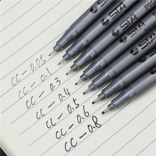 Fine art line drawing marker 0.05 0.1 0.2 0.3 0.4 0.5 0.6 0.8 8PCS/set black Fiber nib marker