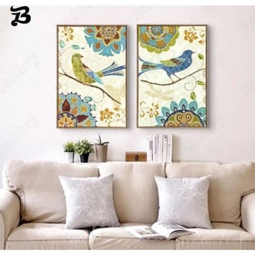 Canvas Painting Wall Art Bird Retro American Country Style Home Decoration Modern Abstract Wall Pictures for Bedroom Wall Decor