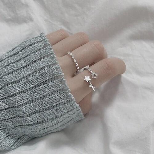 Luckydays Hollow Star Opening Ring For Women Zircon Star Adjustable Size Finger Ring Fashion Jewelry Minimalist Accessories