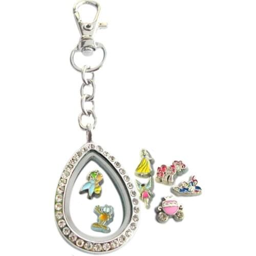 30mm Round Rhinestones Open locket Key Ring Magnetic Memory Living Magnet Glass Keychains Locket free 10pcs Floating Charms