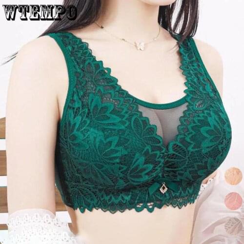 Lace Sexy Push Up Bra Women Seamless Underwear Wireless Soft Thin Bralette Plus Size Bras Floral Gatherd Brassiere Lingerie 2021