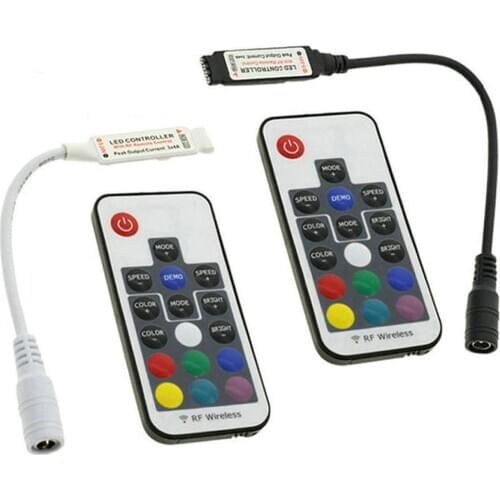 Mini Led RGB Remote Controller DC 5V-24V 17 keys RF Wireless Dimmer For LED Strip Lights 4 Pin Connection Black White