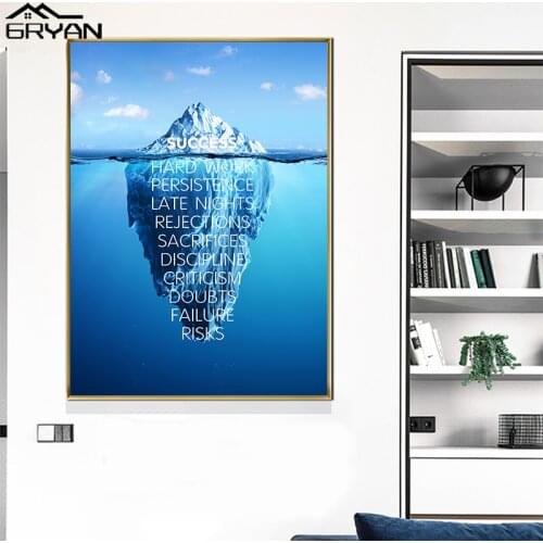 Ocean Sea Iceberg Canvas Wall Art Poster Motivational How To Success Inspiring Quote Print Painting Home Room Decorative Picture