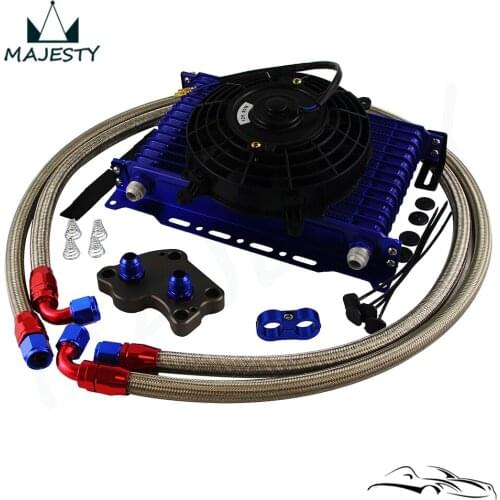 Fit For BMW Mini Cooper S R53 1.6L 02-06 13Row Oil Cooler Kit+7" Electric Fan Kit
