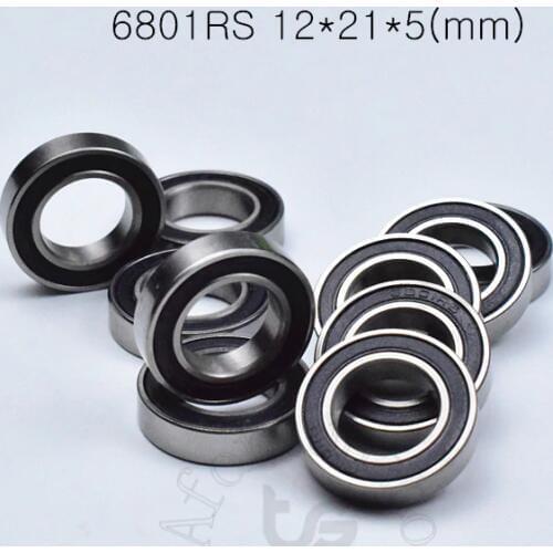 6801RS 12*21*5(mm) 10piece bearing ABEC-5 6801 6801RS chrome steel bearing Rubber sealed bearing Thin wall bearing free shipping