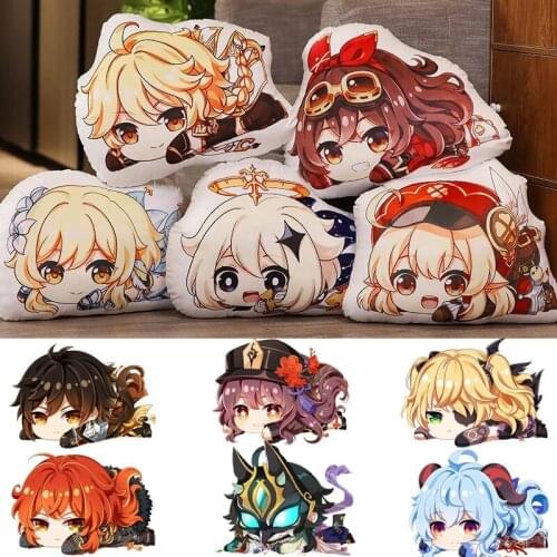 Hot Game Genshin Impact Anime Plushie Pillow Sofa Cushion Amber Lumine Keqing Klee Cartoon Dolls Plush Toy Gift Accessories Prop