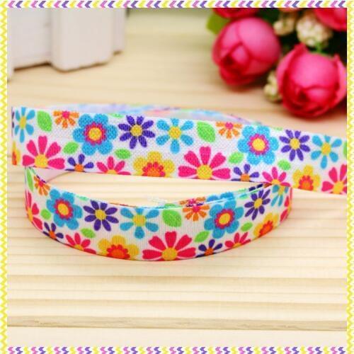 5/8 inch Free shipping Elastic FOE flowers printed headband headwear diy hair band wholesale OEM H4263