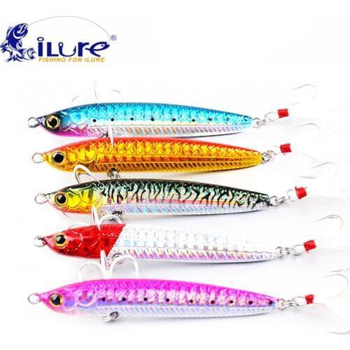 ILure 5pcs/lot Fishing Lure Pencil Bait 20g/30g/40g/50g Lead Fish Metal Jig Spoon Bass Lure Fishing Tackle