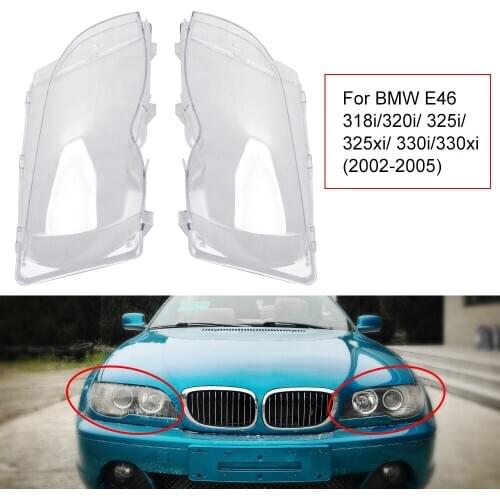 Clear Transparent Automobile ABS Light Lens Car Headlight Cover Shell For BMW E46 318i/320i/ 325i/ 325xi/ 330i/330xi (2002-2006)