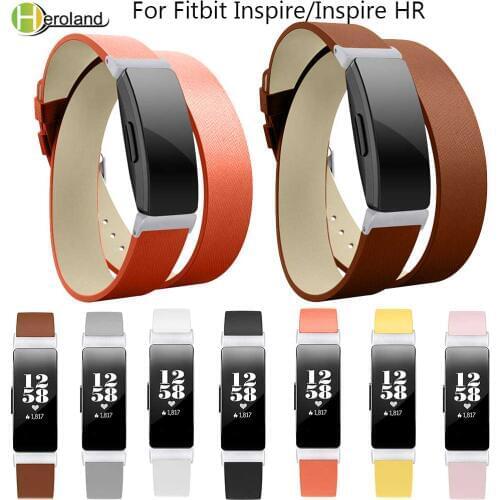 Genuine Leather Wrist Strap For Fitbit Inspire/Inspire HR smart Watch womens Bands Replacement wristBands Double Wrap Bracelet