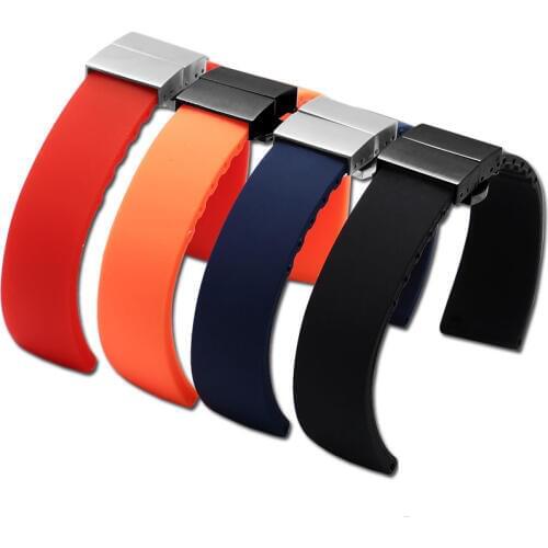 14 16 18 20 22 24mm No grain silicone watchband with butterfly buckle Replacement rubber strap for male and female bracelet