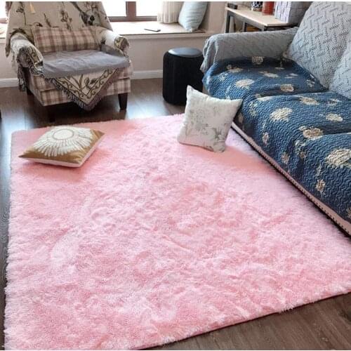 Pink Carpet Living Room Furry Mat for Children Ultra Soft Shaggy Fluffy Lounge Rug Girl Bedroom Carpet Non-Slip Bath Mat
