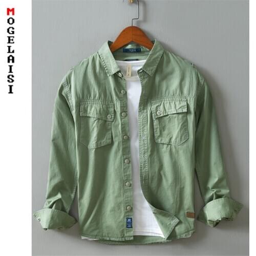 2021 Spring casual shirt men long sleeve 100% cotton soft Breathable pocket man tops high quality solid shirt chemise homme 832