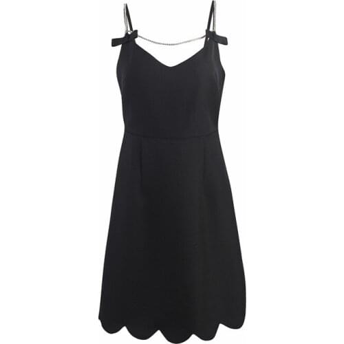 Backless Suspender Black Mini Dress Sexy Womens Summer Bow Sexy Club Holiday Party Clothes 2021 Summer Runway New