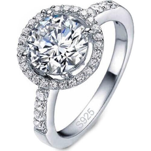 Silver Color Wedding Rings For Women Square Simulated Jewelry Bague Bijoux Femme Engagement ring Accessories