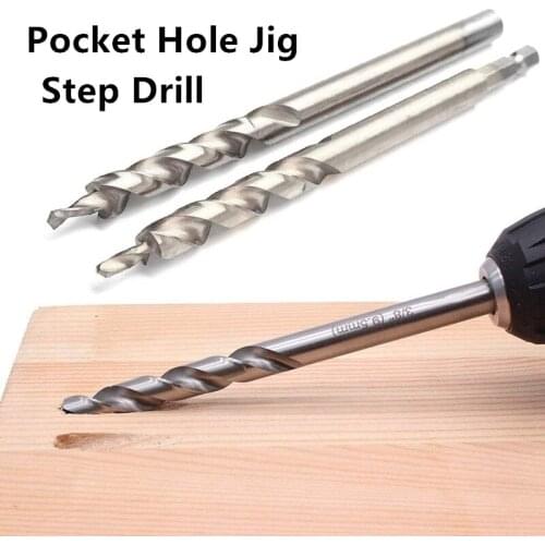6pcs 9.5mm Twist Step Drill Bit Round Hexagon Shank Oblique Hole Drill for Pocket Hole Jig Kit Woodworking Hole Drill Power Tool