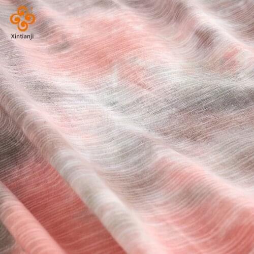 Xintianji 160g Single Tie-Dye Fabric By The Meters Linen Cotton Slub Knit Fabric For Sewing Short-sleeved Childrens Clothing