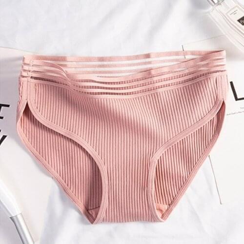 Women Lace Panties Underwear Striped Girls Briefs Lingerie Middle Waist Sexy Women Underpants