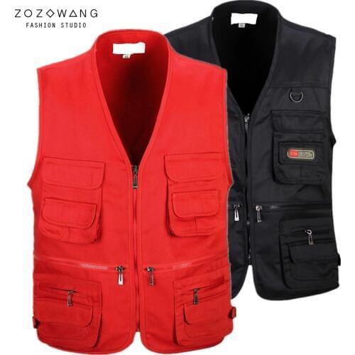 Zozowang Outdoors Tactical Vest Men Breathable Shooting Multi Pockets Vest Shooting Waistcoat Sleeveless Jacket Men Coat