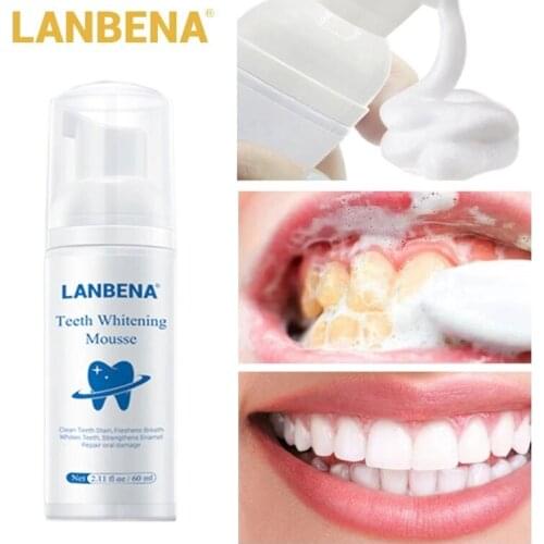 LANBENA Teeth Whitening Mousse Toothpaste Dental Oral Hygiene Remove Stains Plaque Teeth Cleaning Tooth White Tool