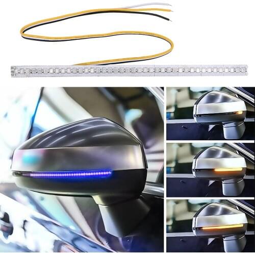 1pc Amber Blue Car Modified Streamer Strip Car Rearview Mirror Indicator Lamp LED Flowing Turn Signal Strip Light Car-Styling