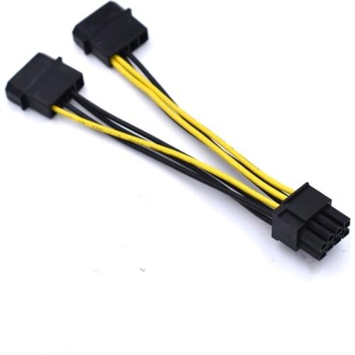 10pcs/lot 10cm double 2x Molex TO GPU PCI-E 8PIN 18AWG Graphics Card power cable