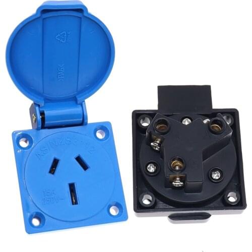 15A Australian Standard Power socket with Cover NZ AU Industrial Outlet IP44 Waterproof Power Connector Electrical Socket