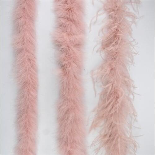 2Yards Leather Pink Marabou Ostrich Feather Boa Fringe Trim Turkey Feathers for Crafts Shawl Wedding Feathers Decoration Plumes