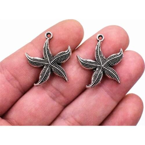 27x22mm 10pcs Antique Silver Plated Starfish Pendants Making DIY Handmade Jewelry
