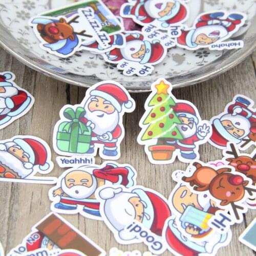 40pcs Santa Claus Merry Christmas Scrapbooking Sticker Pack DIY Craft Photo Albums Decals Gift for Kids Children Teens Decor