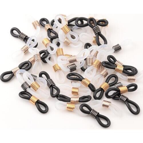 50pcs Black/white Adjustable Lanyard Cord Rubber Connectors Strap Eyelets for Transparent Glasses Band Rope Eyewear Accessories