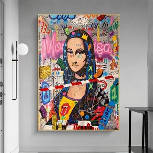 5D DIY Diamond Painting Graffiti Street Art Mona Lisa Cross Stitch Kit Embroidery Mosaic Picture of Rhinestones Home Decor