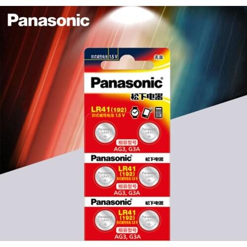 6pcs/lot LR41 Button Cell Batteries Panasonic 100% Original SR41 AG3 G3A L736 192 392A Zn/MnO2 1.5V Lithium Coin Batteries