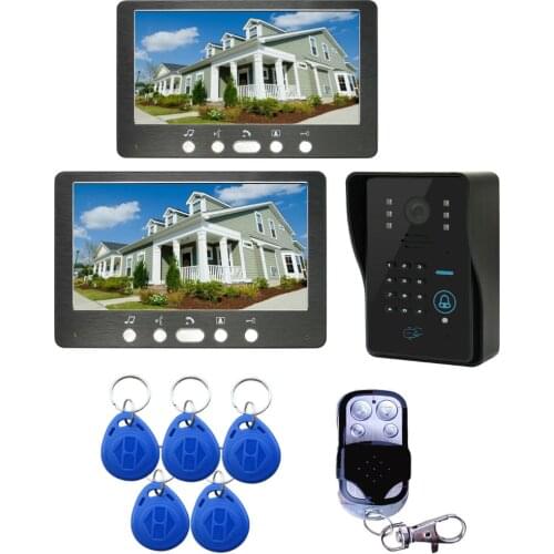 7" Video Door Phone Doorbell Video Intercom Entry System + IR RFID Code Keypad Camera + Remote