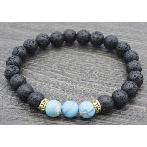 8mm jkk4 mulitcolor rainbow agate lapis lazuli Onyx Macrame Braided black volcanic lava Bracelet Reiki Buddha Prayer Yoga