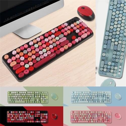 Wireless Keyboard Gaming Mouse Set 2.4G Mute Punk Keycap Computer Keypad 1000DPI Wireless Mouse Gamer For Laptop PC Games
