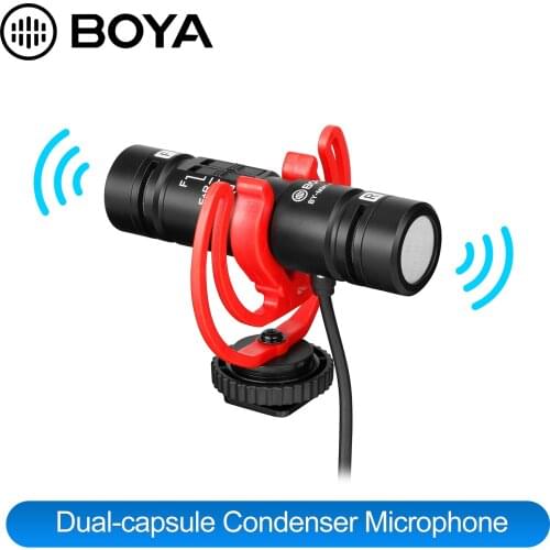 BOYA BY-MM1 Pro Dual Head Stereo Microphone for Smartphone Vlog PC Live Streaming on DSLR SLR Camera Shotgun Video Interview Mic