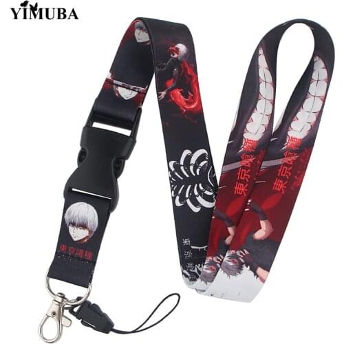 Japan Anime Tokyo Ghoul Removable Keychain Neckband Lanyard Key ID Card Gym Mobile Phone With USB Badge Clip Keyholder Men Gift