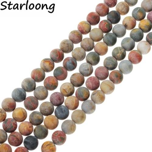 4-12mm natural stone beads Round Gorgeous Matte Picasso Jaspers loose strand Beads For DIY Jewelry making Necklace Bracelet