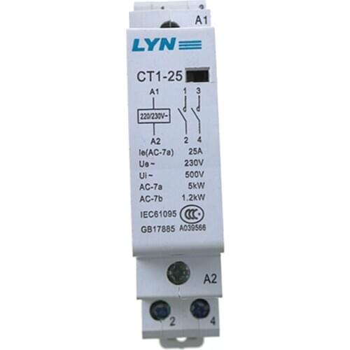 CT1 CT1-25 25A 2P 230v 50 or 60HZ Din rail Household AC Contactor