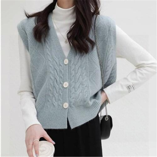 Elegant Tender Sweater Vests Women Solid Simple Classic Warm Spring Female All-match Stylish V-neck Jumpers Sleeveless Knitwear