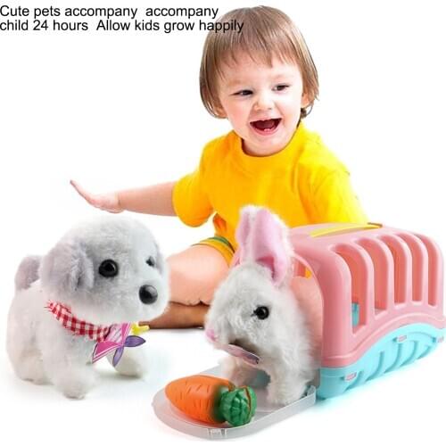 Electric Simulation Dog Rabbit Plush Walking Puppy Toy for Kids Cute Interactive Toys Dog Electronic Husky Pekingese Toy