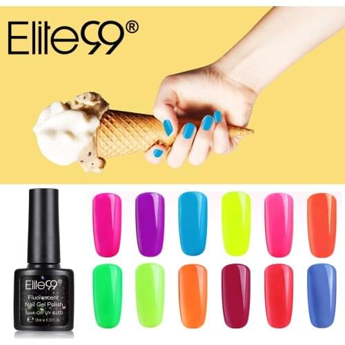 Elite99 10ml Fluorescent Neon Gel Polish Soak Off UV Gel Nail Polish Semi Permanent Hybrid Varnishes Nail Art Lacquer Manicure