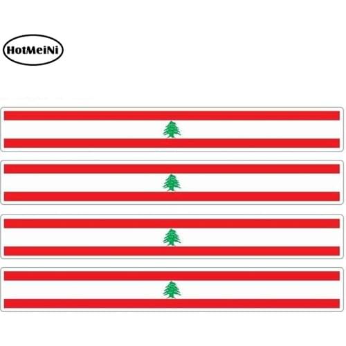 HotMeiNi 13cm x 1.7cm 4pcs Car Stripe Motorcycle Racing Flag Sticker Skateboard Decal Bike Moto Tuning Lebanon Car Stickers