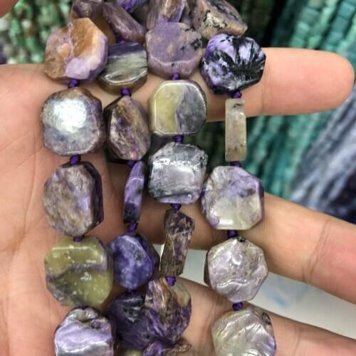 Natural Charoite Beads Nugget Rectangle Bead, Genuine Stone Gem Jewelry Making Beads 3strings of 15.5"