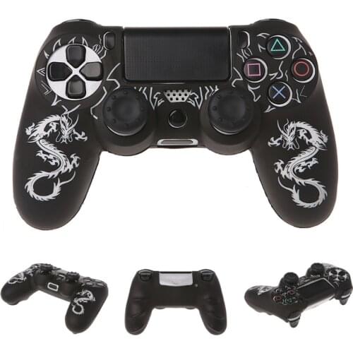 Chinese Dragons Silicone Gamepad Cover Case + 2 Joystick Caps For PS4 Controller