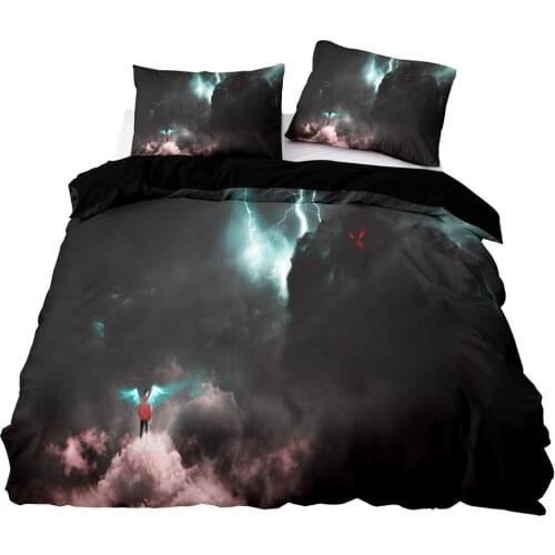 3D Humans And Monsters Pattern Duvet Cover Set With Pillowcase, 228x228 Quilt Cover,264x228 Blanket cover,Black Bedding Set