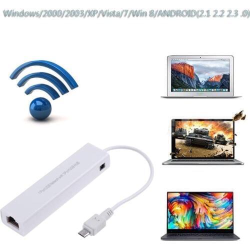 Micro USB 2.0 HUB to Network LAN Adapter Ethernet RJ45 with 3 Ports 10/100Mbps HUB Wired Network Card for Android Tablet